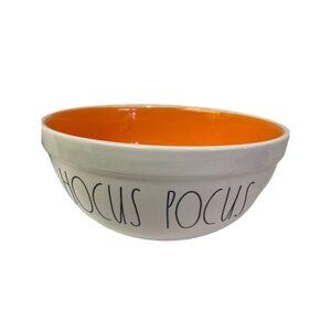 RAE Dunn Artisan Collection White Orange Halloween Hocus Pocus Bowl 5"H x 8.5"W